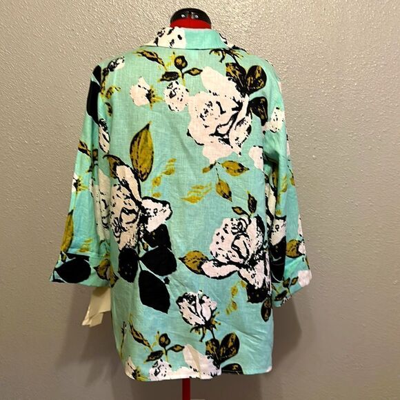 NEW jones New York women’s Linen floral one button light jacket size 1X - Picture 5 of 10